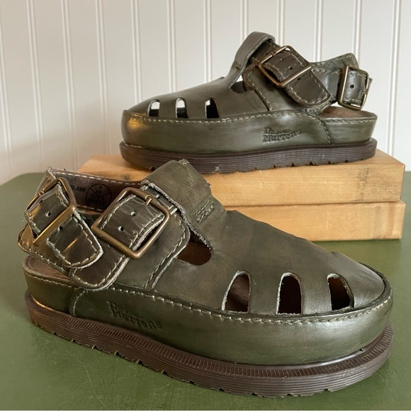 Dr. Martens Shoes - VTG England Made Dr Martens Fisherman's Sandals in Atlantic Green